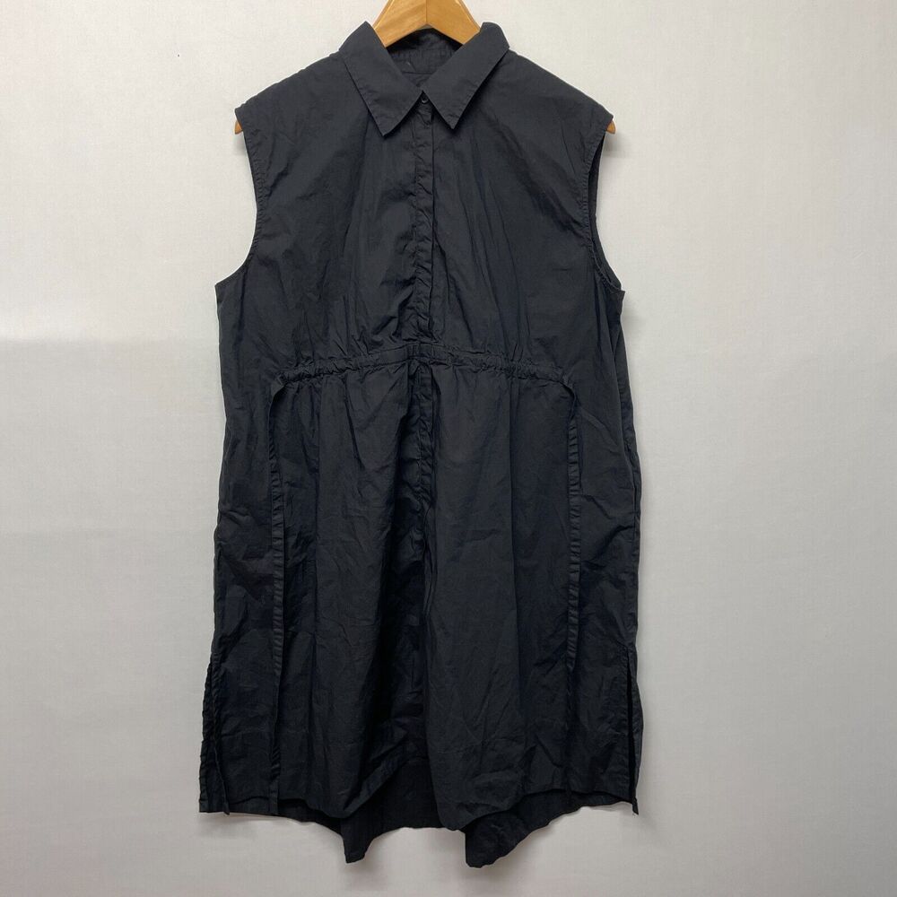 French Connection Women Sleeveless Shirt Dress Size Large Black B360 -18